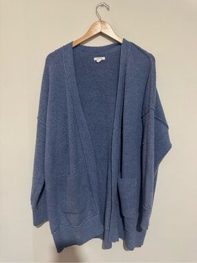 Maurices Womens Plus Size 2X Blue 90s Slouch Cardigan Pocket Open Front Knit
